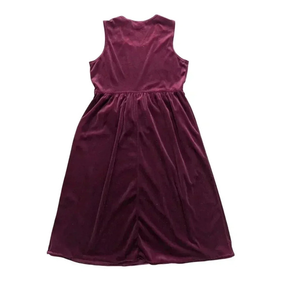 STUDIO EASE Vintage Burgundy Velvet Midi Empire Waist Dress Size M PM - Picture 2 of 5
